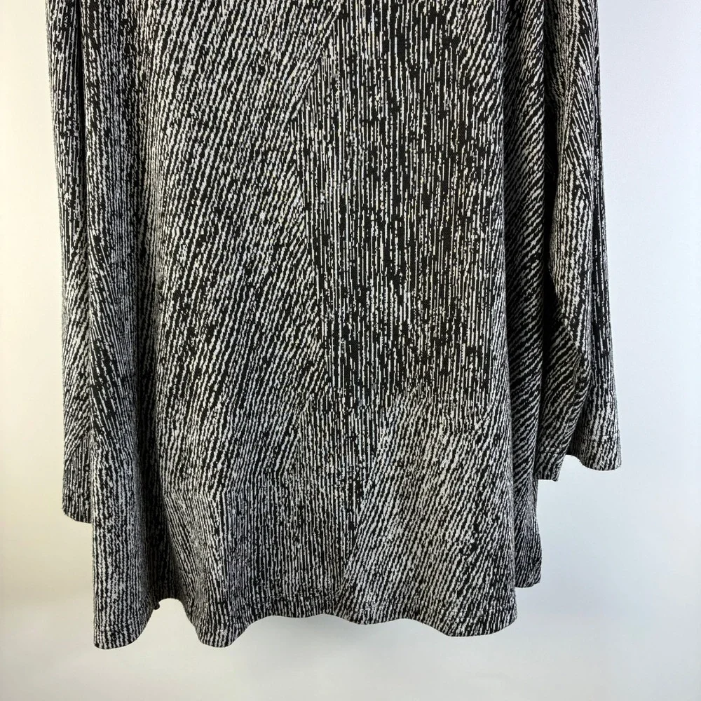 Ali Miles Womens 2X Black White Geometric Abstract Button Front Mock Neck Jacket